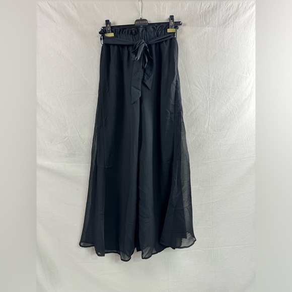 Black Paperbag Waist Wide Leg Pant * - Picture 6 of 7